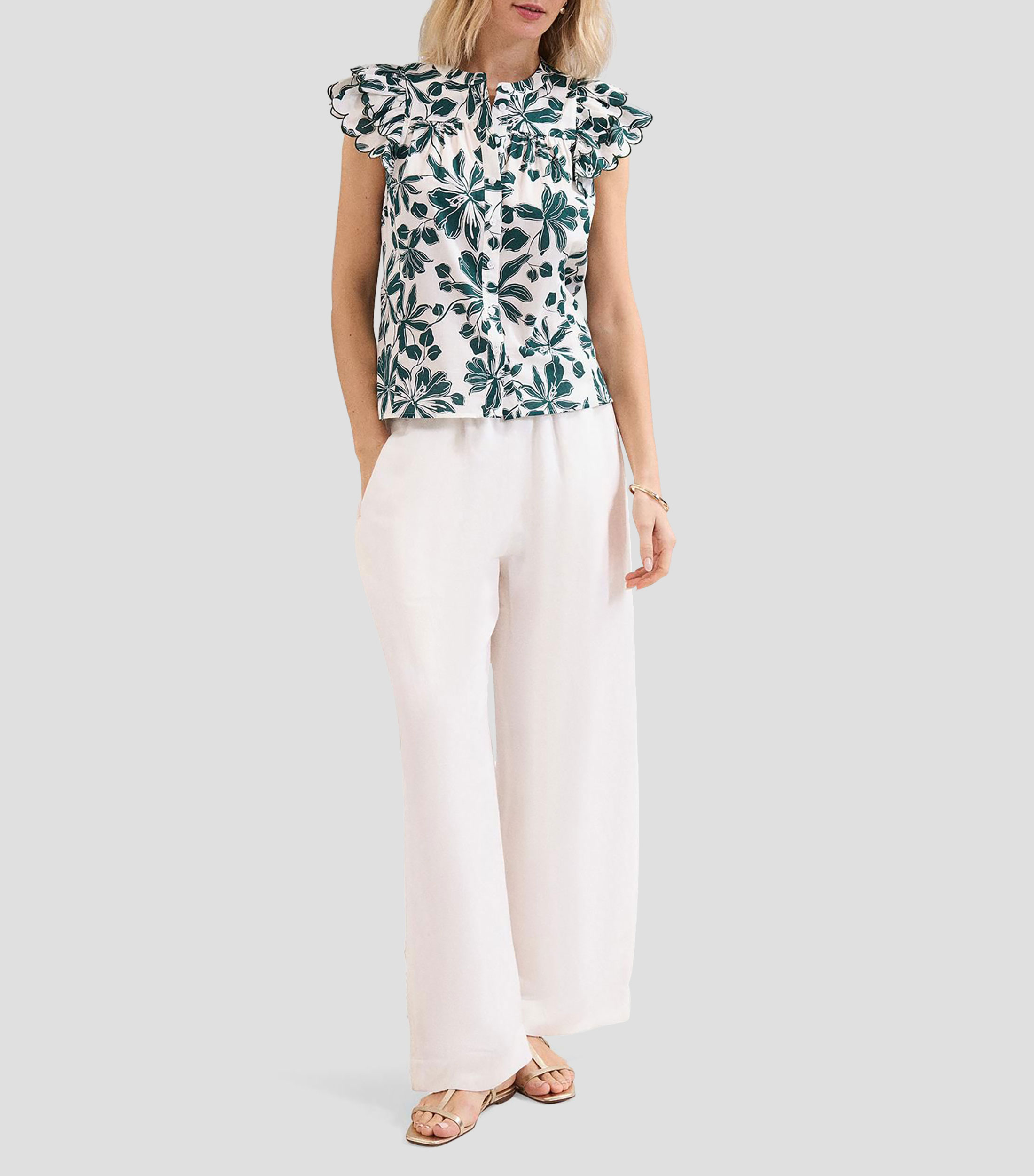 Blusa estampada manga corta Mujer